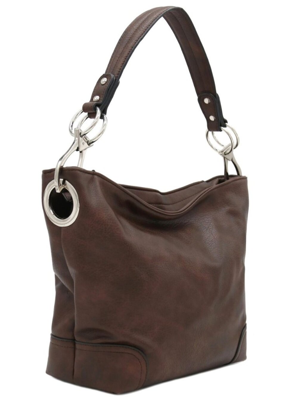 Hobo Shoulder Bag with Big Snap Hook Hardware